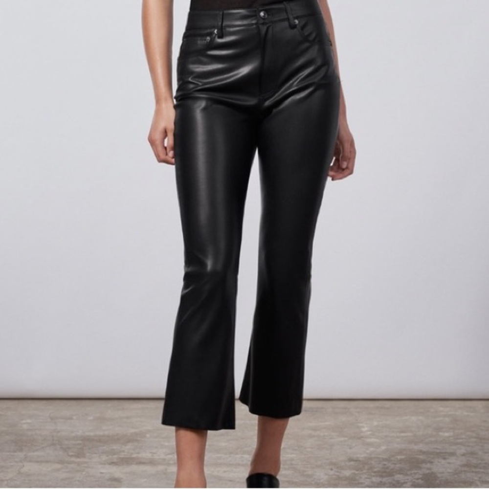ZARA Black Leather Cropped Pants
